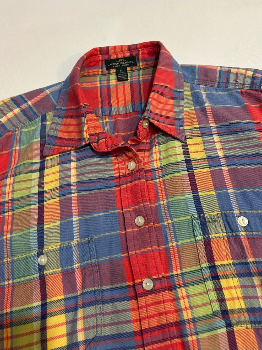 Lauren Ralph Lauren Jeans Co. Plaid Button Front Shirt Women’s XL 100% Cotton - Picture 2 of 7